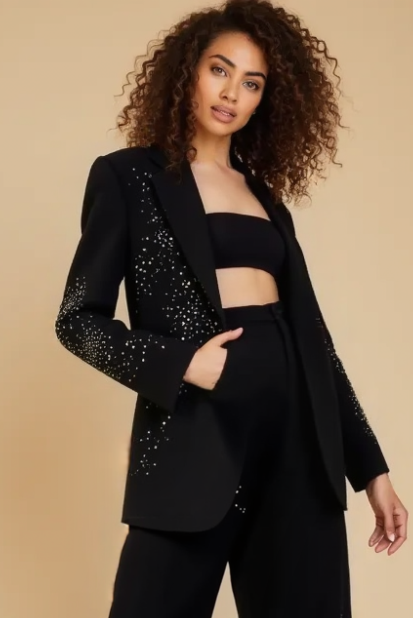 Cicy Shinning Starry Diamonds Blazer (Black)