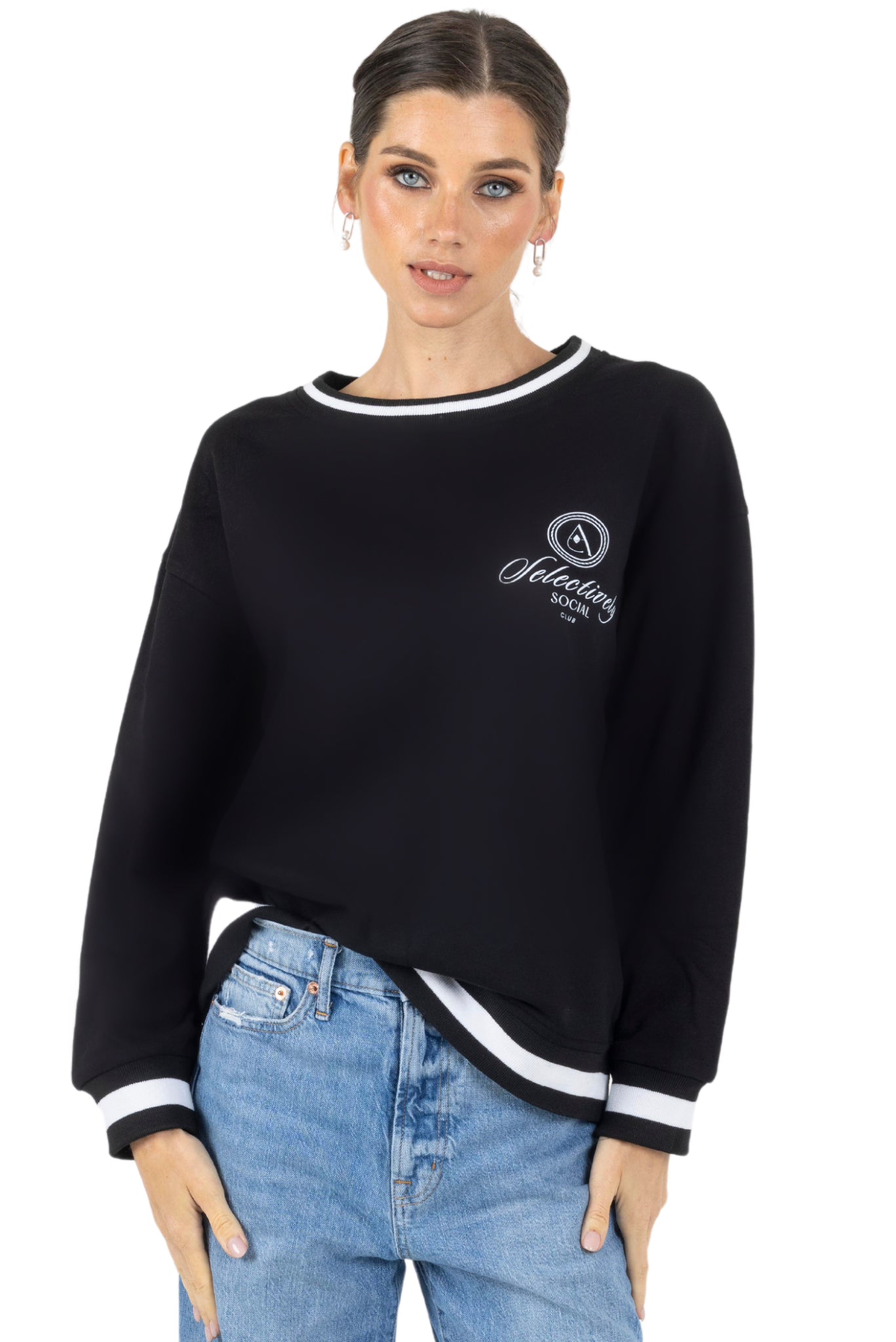 Lisa Printed Round Neck Pullover Sweatshirt,AKALIA,www.akaliaofficial.com