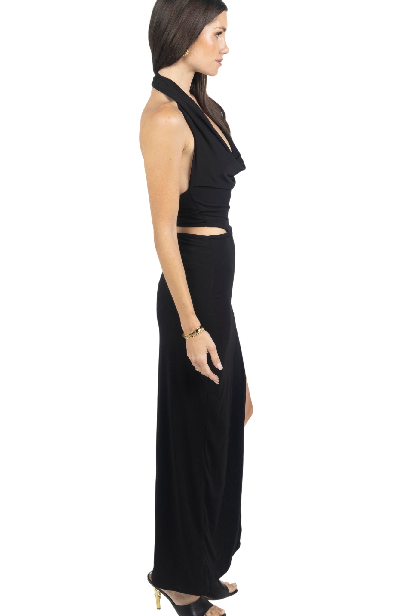 Cayla V Neck Backless Midi Dress - Akalia