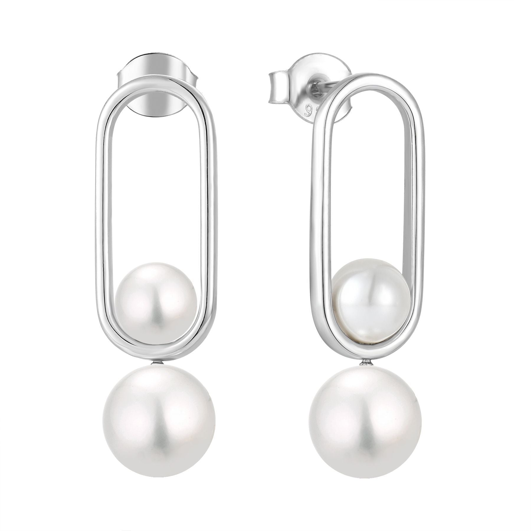 Waterproof Pearl Drop Earrings Sterling Silver