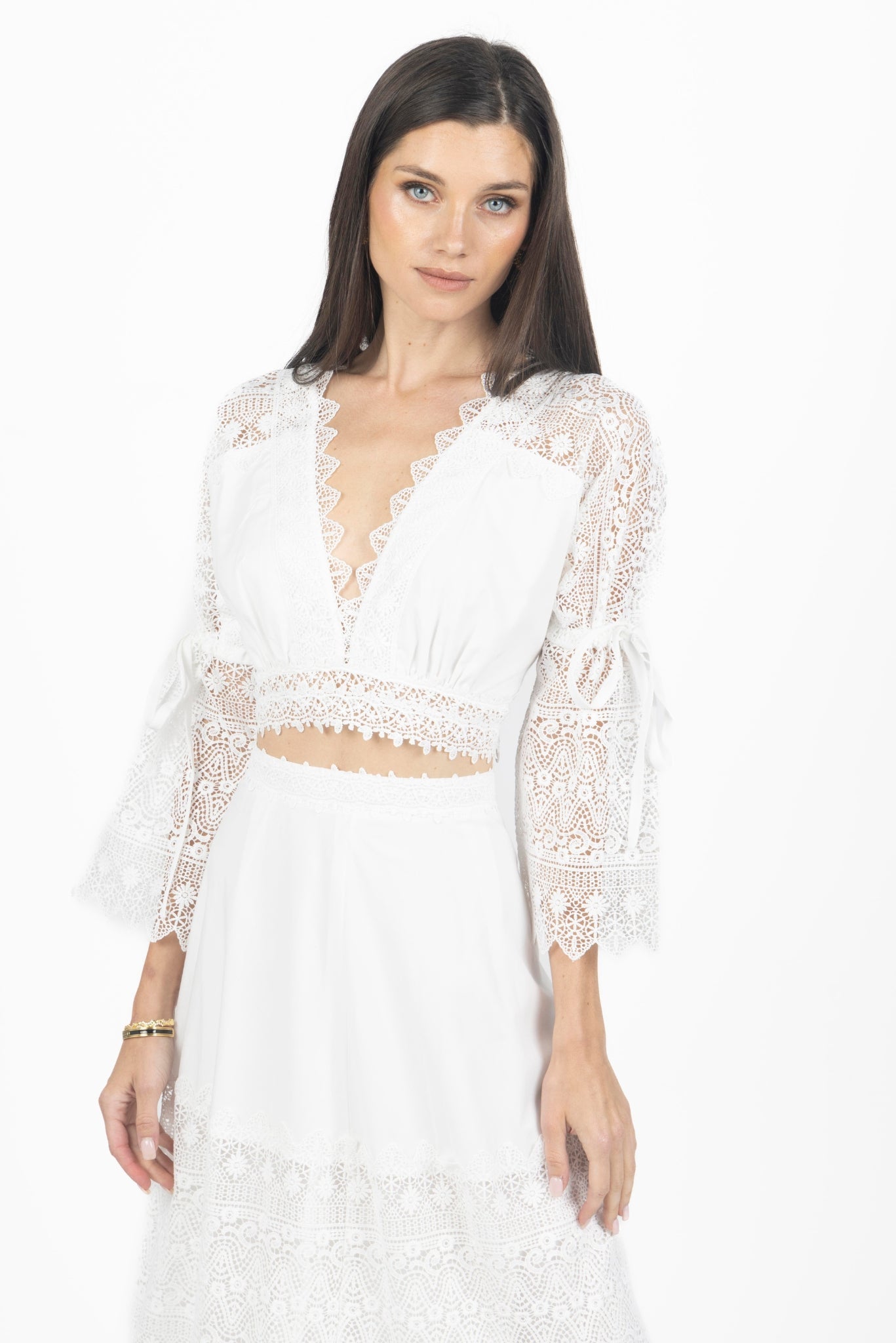 Emily Guipure Lace Top & Maxi Skirt Set - Akalia