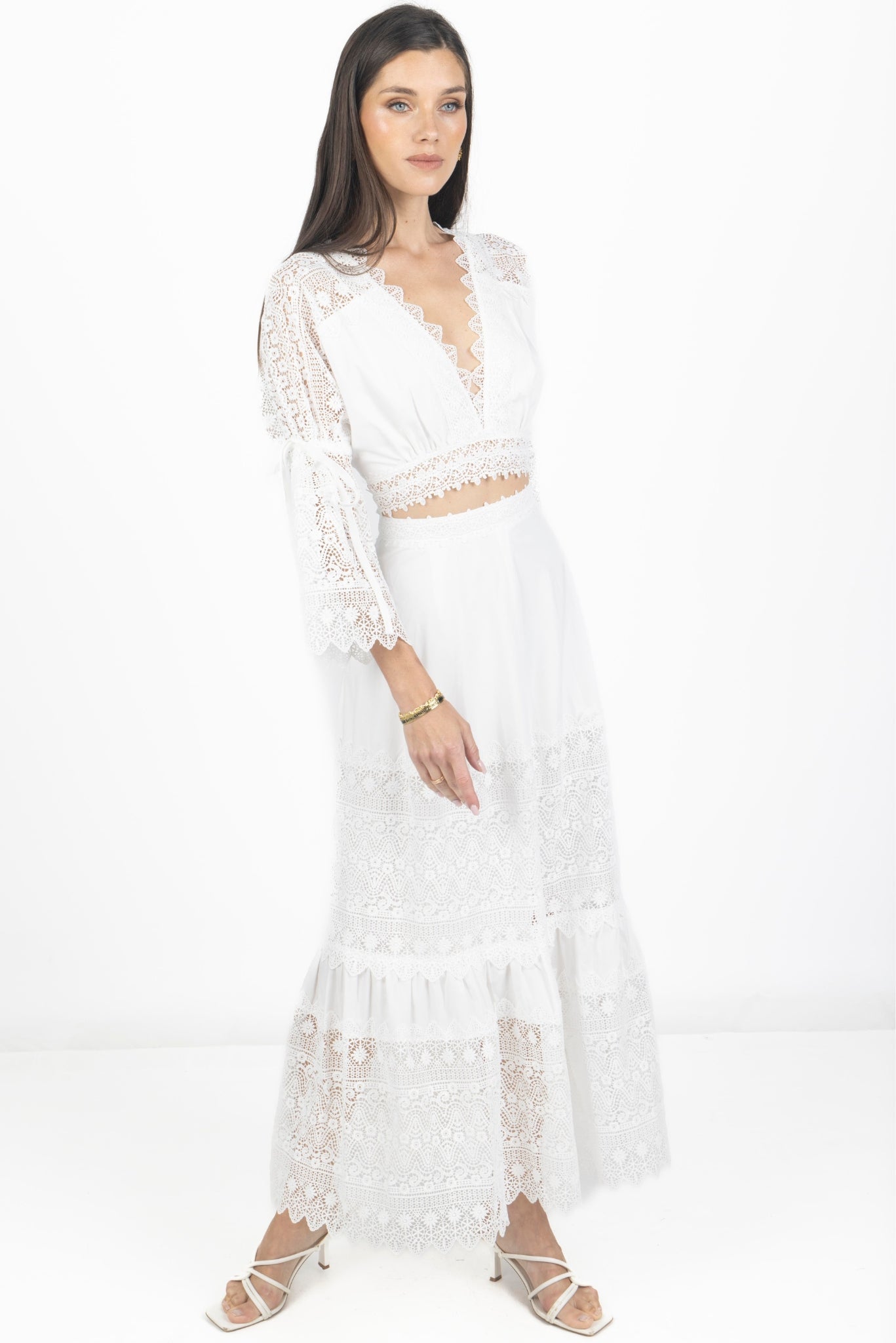 Emily Guipure Lace Top & Maxi Skirt Set - Akalia