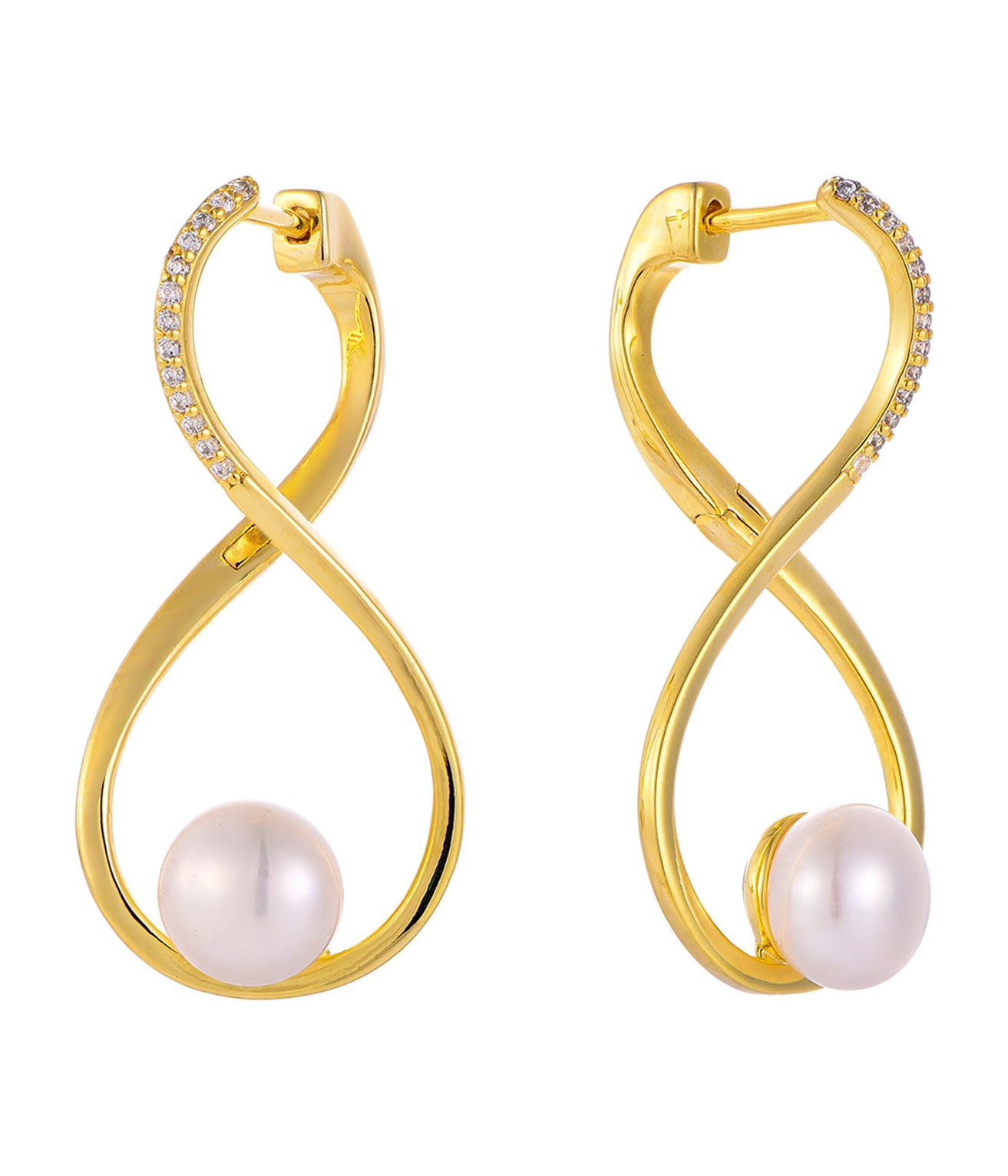 Waterproof Infinity Earrings with Pearl Hoop Earrings