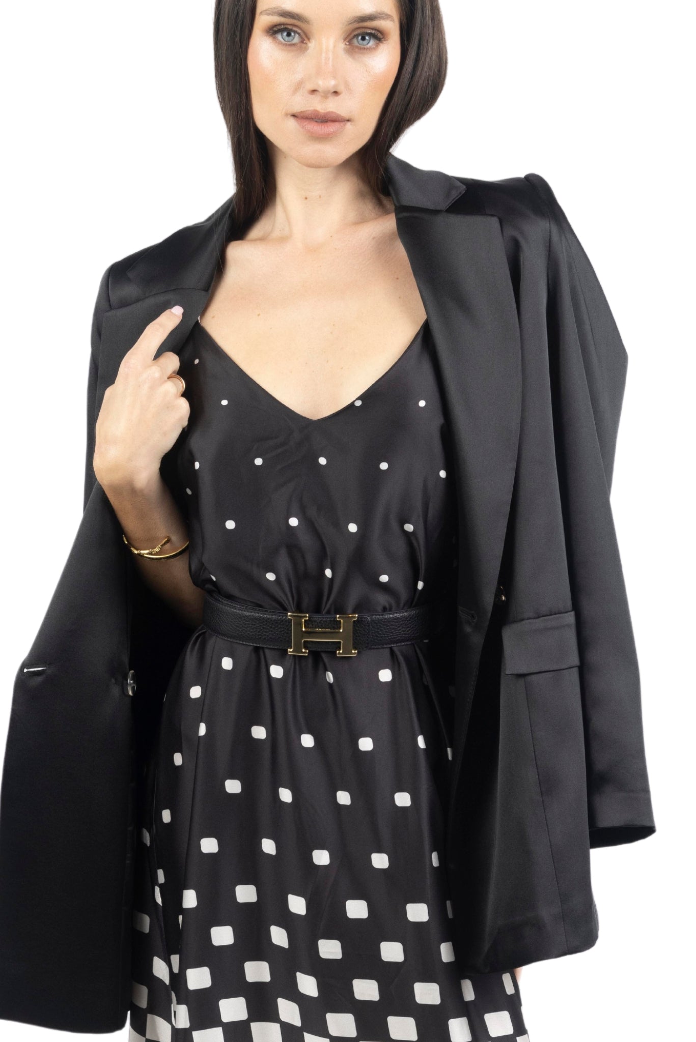 Tania Women Blazer with Gold Color Buttons - Akalia